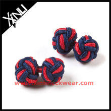 Navy Red Crossed Silk Knot Cufflink in Knot